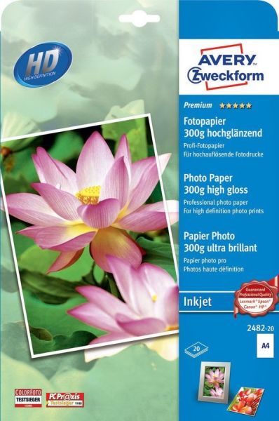 Фотобумага Avery Zweckform Premium 2482-20 А4, 300 г/м2, 10 л., покрытие - глянцевое