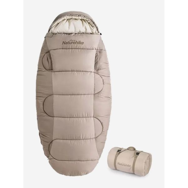 Спальный мешок Naturehike Oval PS200 220х95 см, бежевый NH20MSD03-PS200CRFEUAN2M-BEIGE-XL